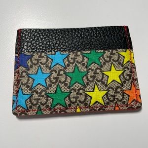 Gucci vintage card holder wallet men up cycled leather authentic